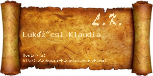 Lukácsi Klaudia névjegykártya